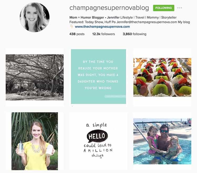Champagnesupernovablog does a great job of mixing personal and quotes on Instagram